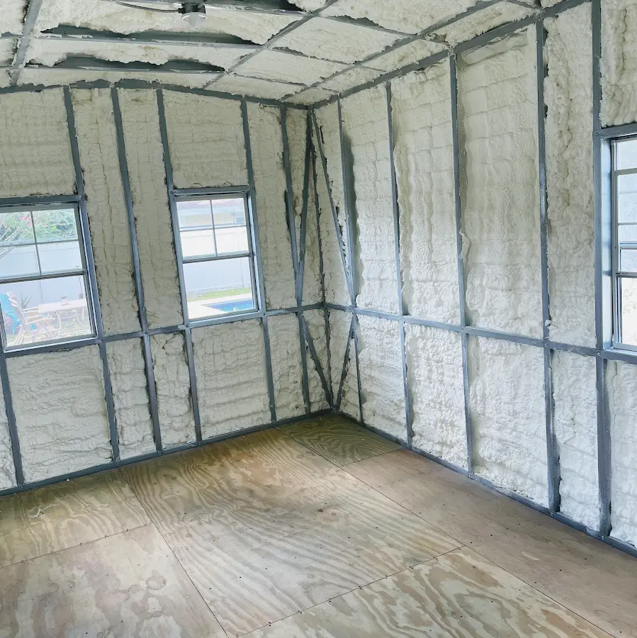 Closed-cell spray foam insulation applied to wall cavities in a residential project in Wilsonville